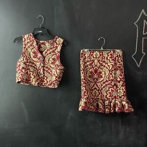 Rake Royal 1/1 paisley western style two piece vest and ruffle skirt set